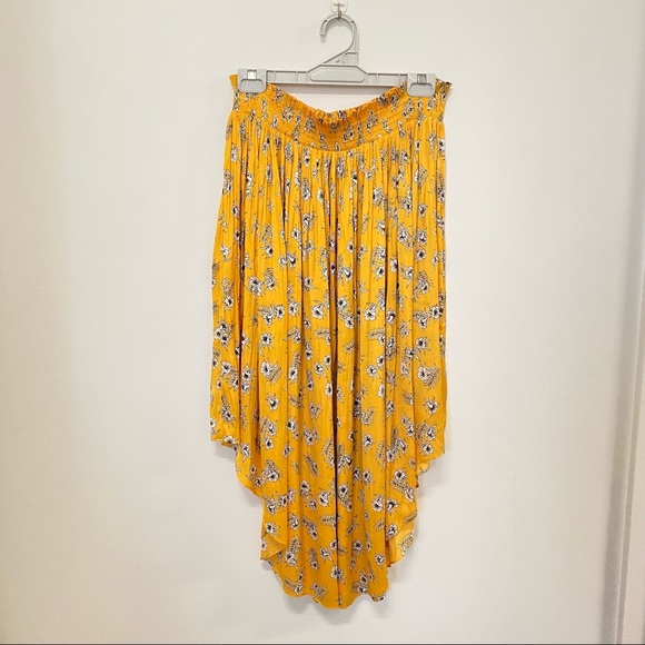 ❌SOLD❌ Country Road Midi Floral Ditsy Skirt Yellow Asymmetric Pleats Summer - Picture 4 of 9
